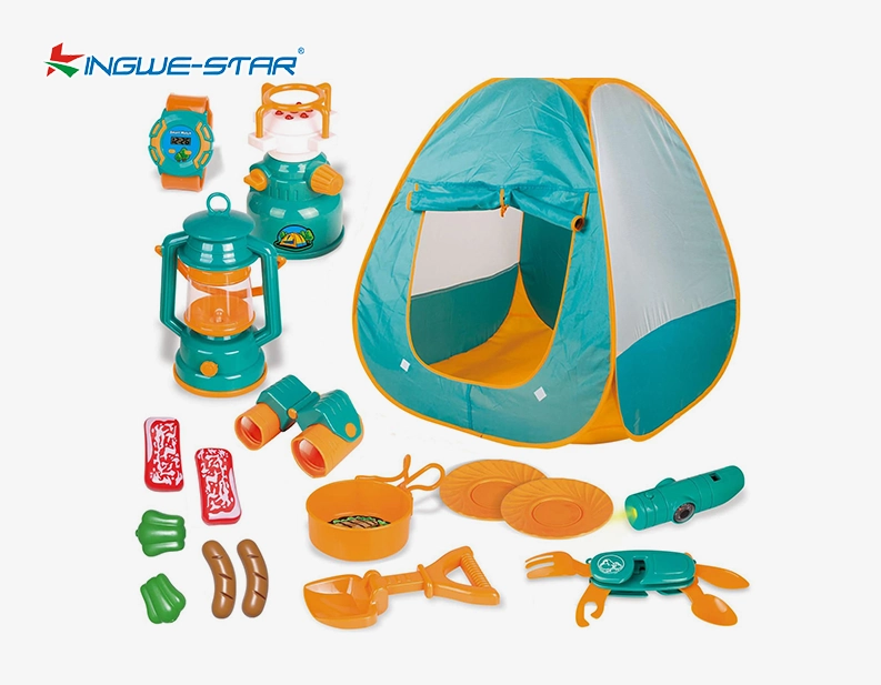 Play Tent with Camping Gear and Tools Set
